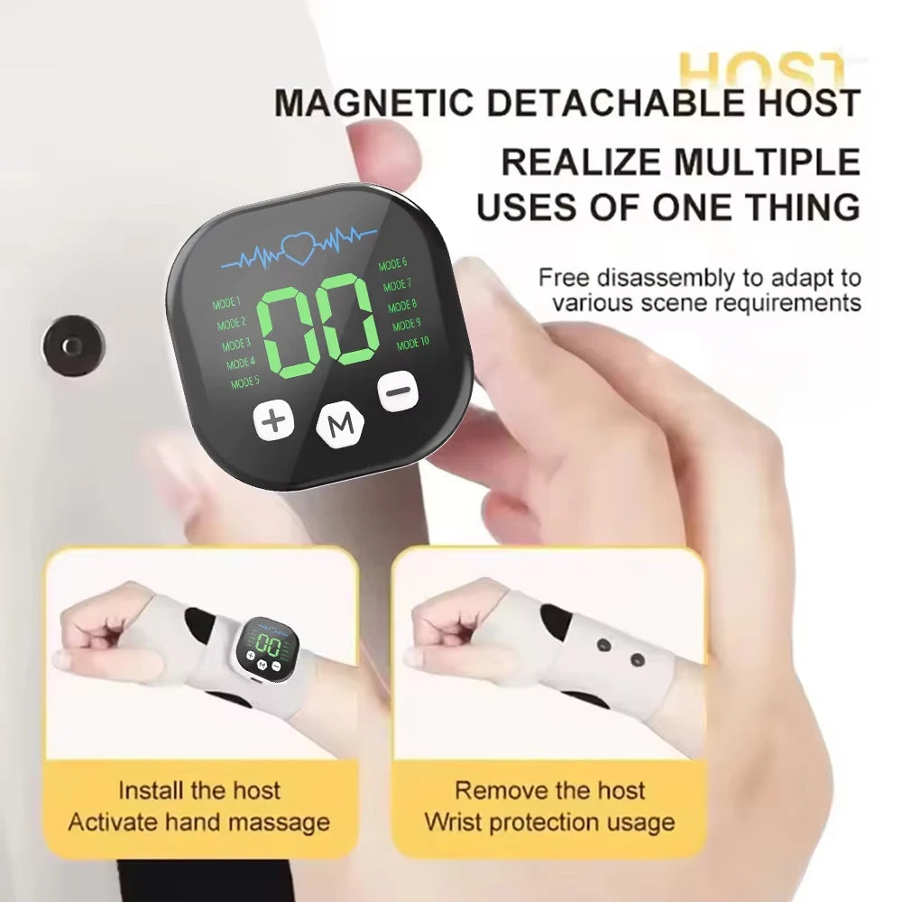 Masseur électrique de poignet et de main sans fil, 10 modes de Massage par Vibration, 29 niveaux de Massage des mains, attelle de poignet Rechargeable