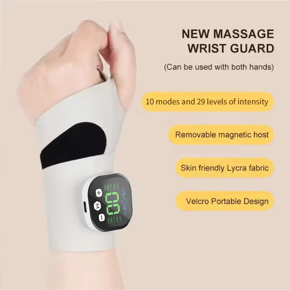 Masseur électrique de poignet et de main sans fil, 10 modes de Massage par Vibration, 29 niveaux de Massage des mains, attelle de poignet Rechargeable